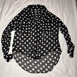 Free people Black and White Polka Dot Button Up🌿 FLAWED